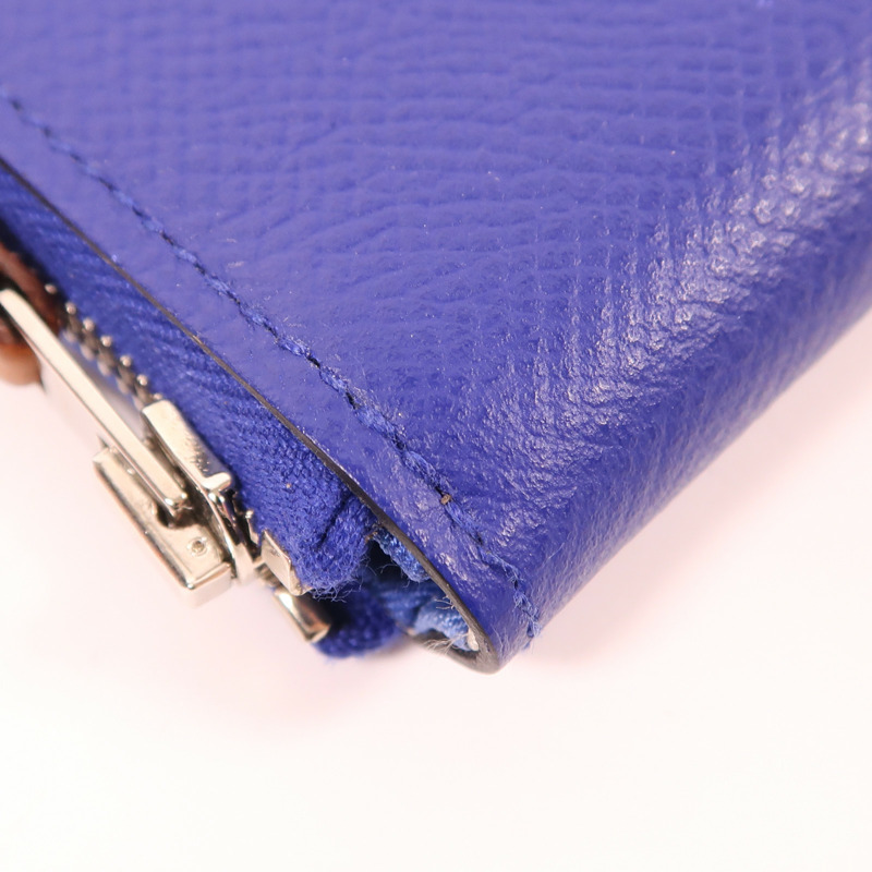 HERMES Epsom皮革Coin Purse銀扣零錢包Bleu Electrique-8
