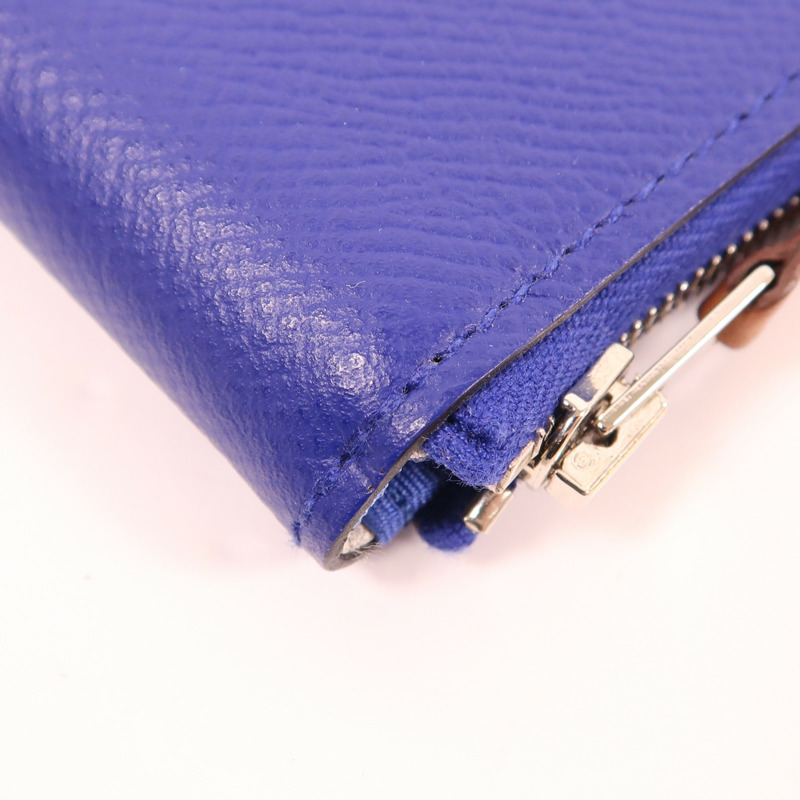 HERMES Epsom皮革Coin Purse銀扣零錢包Bleu Electrique-9