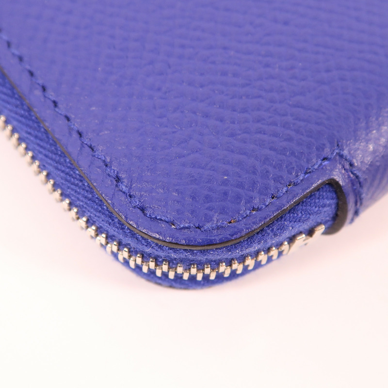 HERMES Epsom皮革Coin Purse銀扣零錢包Bleu Electrique-10