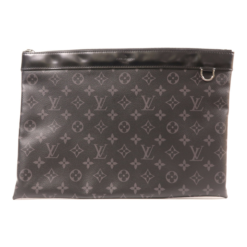 LOUIS VUITTON Monogram Eclipse Discovery Pochette銀扣手拿包-0