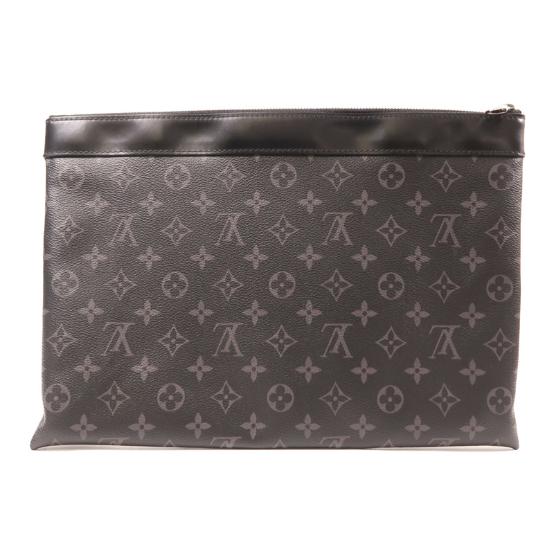 LOUIS VUITTON Monogram Eclipse Discovery Pochette銀扣手拿包-1