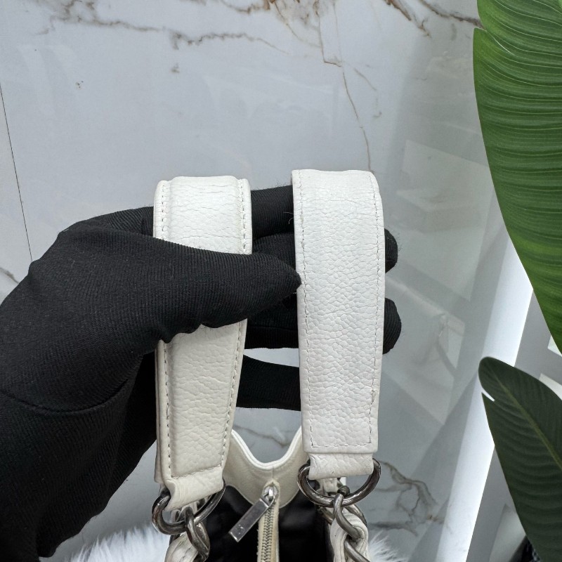Chanel香奈兒米白色荔枝牛皮GST托特tote肩背包 13開-7