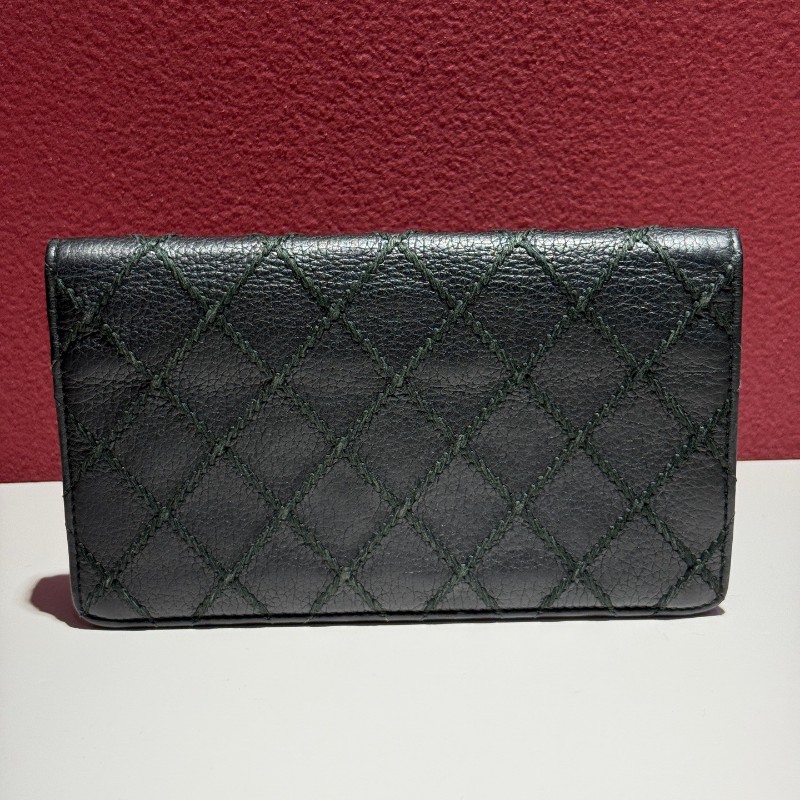 Chanel 外縫線黑色長夾銀包-3