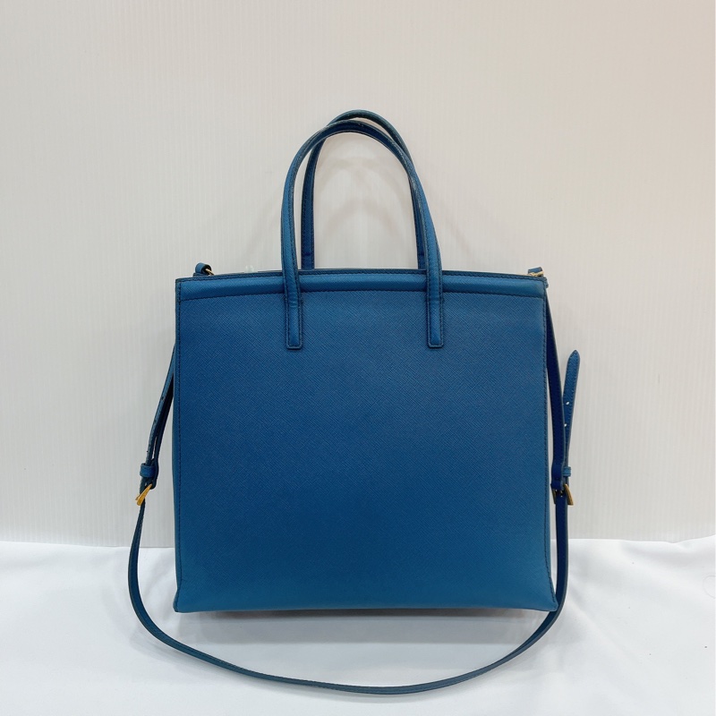 莉亞精品♡Prada 手提托特斜背包 孔雀藍 二手美包-3