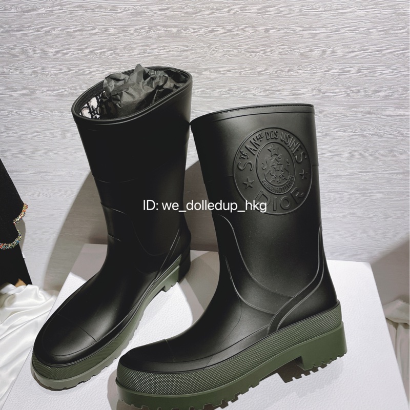 Dior 黑綠色雨靴 Rainboot 39碼-0