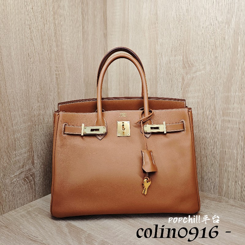 [新新美品甜價😘] Hermes愛馬仕 37金棕Jonathan小牛皮金釦Birkin鉑金30-0