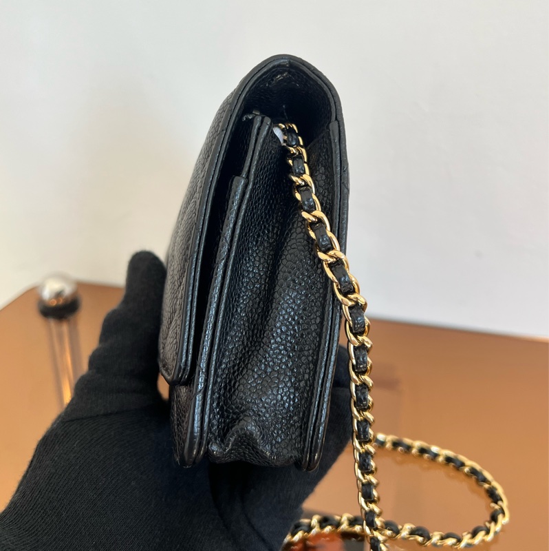 #全網最便宜#附保卡 Chanel woc 荔枝金釦-3