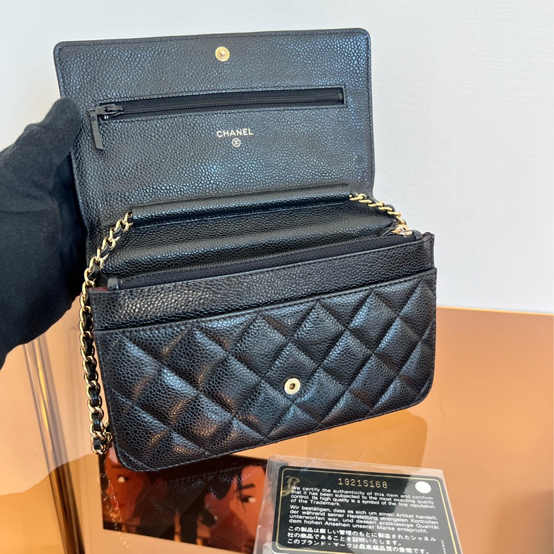 #全網最便宜#附保卡 Chanel woc 荔枝金釦-11