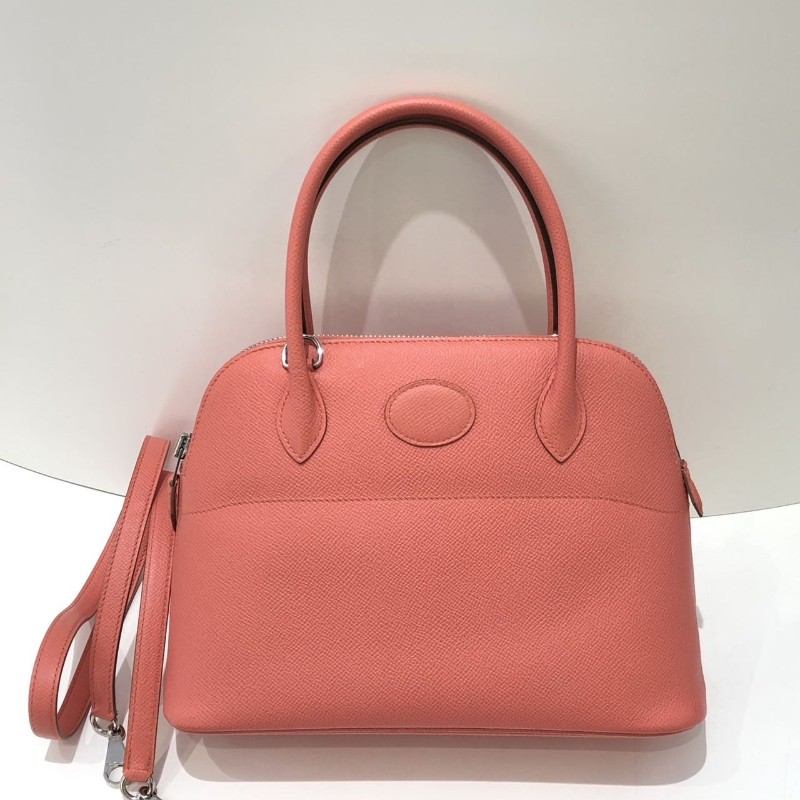 Hermes Bolide25龍蝦粉銀扣 框R刻 單包-0