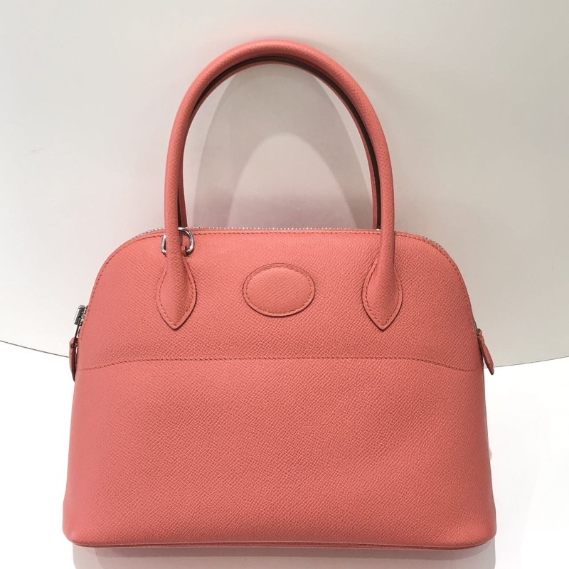 Hermes Bolide25龍蝦粉銀扣 框R刻 單包-1