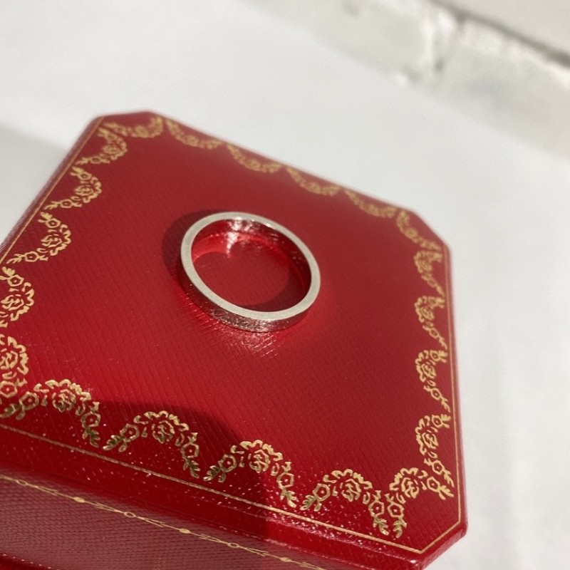 Cartier卡地亞 白金戒指 歐碼60 港碼20-2