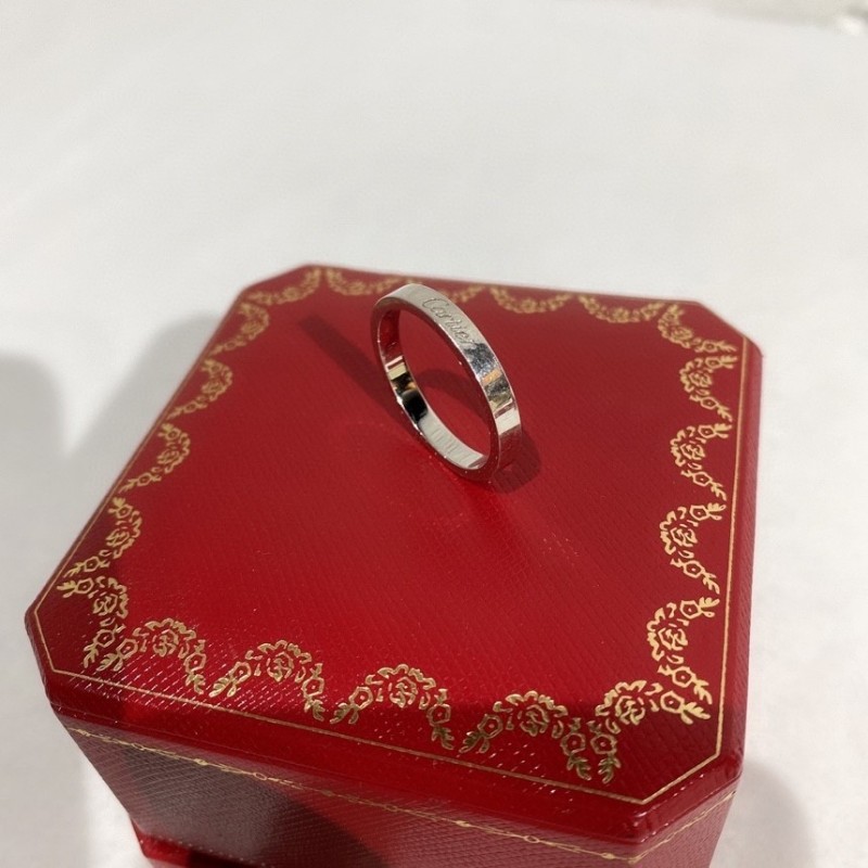 Cartier卡地亞 白金戒指 歐碼60 港碼20-3