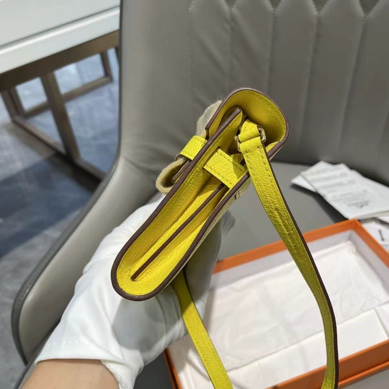 🌈Hermes💛kelly to go💛檸檬黃金扣🌈全新全套💛有單💛Full Set🌟原膜在🌟-5