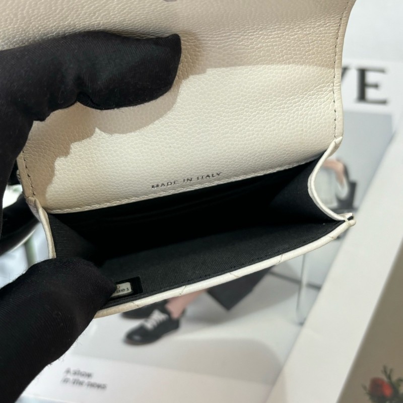 CHANEL/香奈兒 黑白熊貓鏈條手機包白色荔枝皮 鐳射30開-2