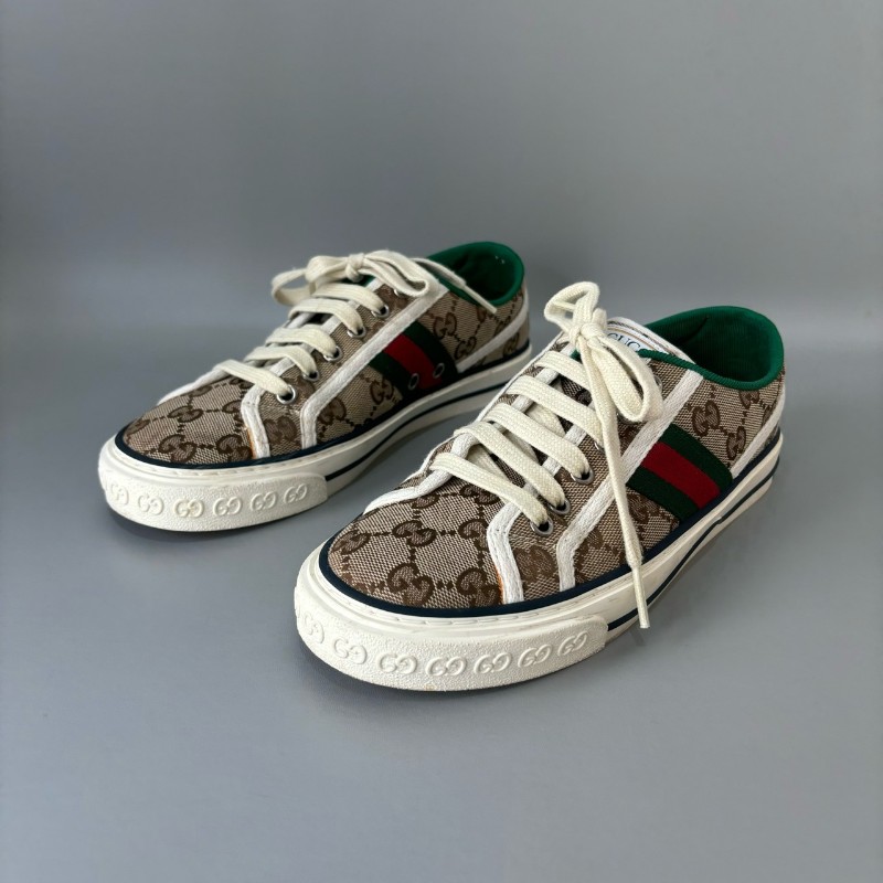 Gucci/古馳 Tennis1977系列 女士GG運動鞋刺繡休閒紅底板鞋 37碼 偏大-0
