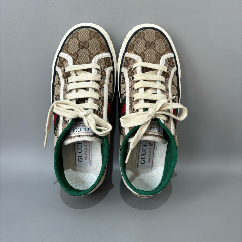 Gucci/古馳 Tennis1977系列 女士GG運動鞋刺繡休閒紅底板鞋 37碼 偏大-3