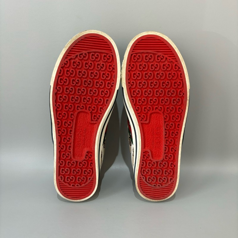 Gucci/古馳 Tennis1977系列 女士GG運動鞋刺繡休閒紅底板鞋 37碼 偏大-4