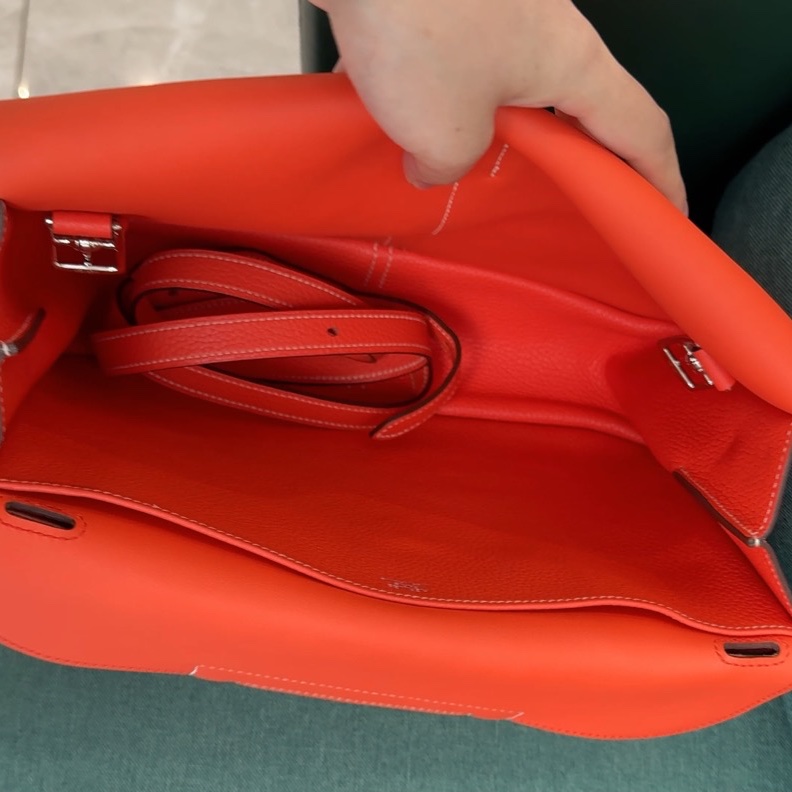 🌈Hermes🧡Halzan 31🧡8V罌粟橙銀扣🌈98新🌟Togo皮🌟-6