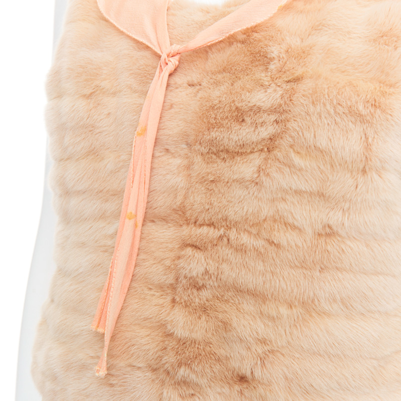 rare PRADA Vintage cream dyed fur pink silk satin bow vest top IT40 S-1