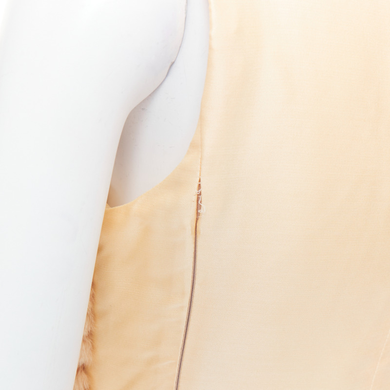 rare PRADA Vintage cream dyed fur pink silk satin bow vest top IT40 S-6