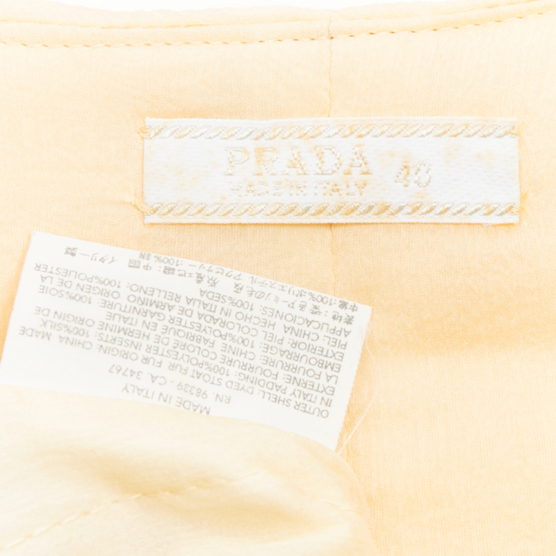 rare PRADA Vintage cream dyed fur pink silk satin bow vest top IT40 S-8