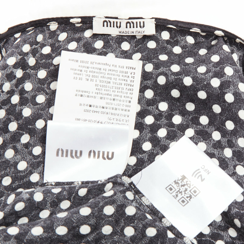 MIU MIU 2021 black white silk cotton trim polka dot vintage blouse IT42 M-7