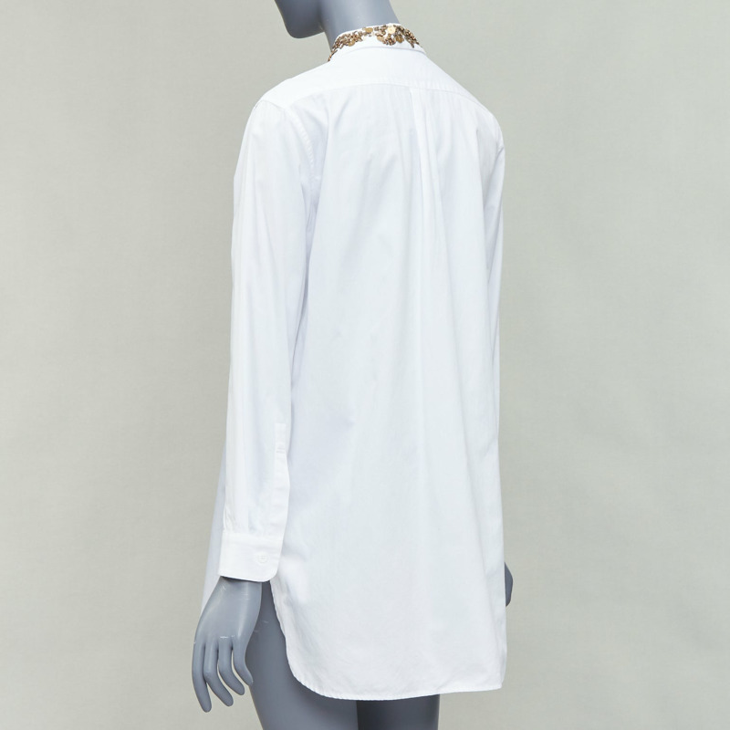 Y'S YOHJI YAMAMOTO white gold sequinned collar popover shirt JP1 S-5