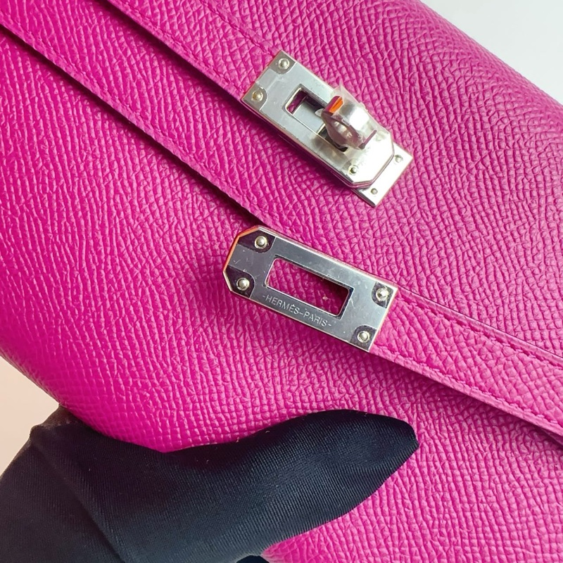 🌈Hermes💗Kelly Wallet💗L3玫瑰紫銀扣🌟99新🌟Epsom皮🌟長銀包🌟-3