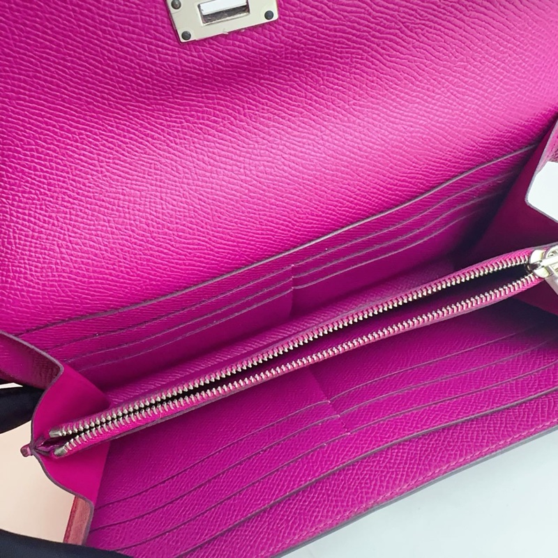 🌈Hermes💗Kelly Wallet💗L3玫瑰紫銀扣🌟99新🌟Epsom皮🌟長銀包🌟-4