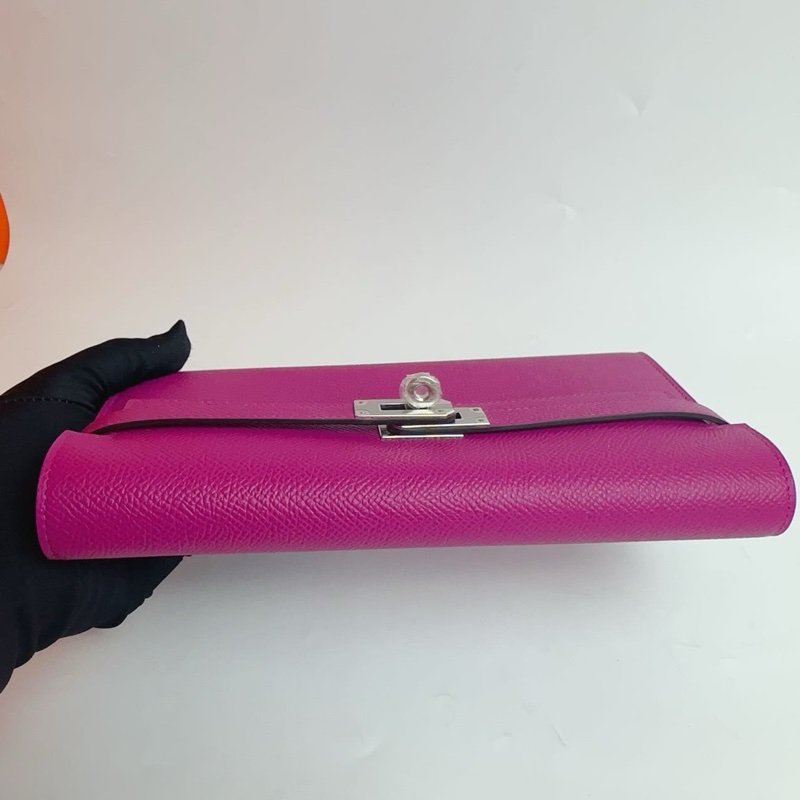 🌈Hermes💗Kelly Wallet💗L3玫瑰紫銀扣🌟99新🌟Epsom皮🌟長銀包🌟-5