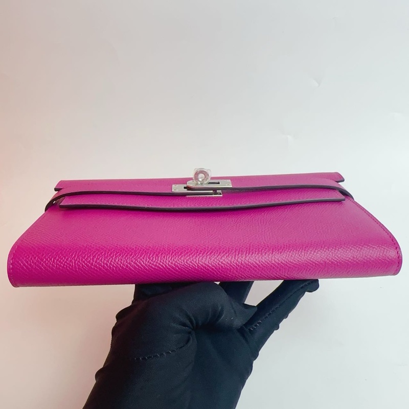 🌈Hermes💗Kelly Wallet💗L3玫瑰紫銀扣🌟99新🌟Epsom皮🌟長銀包🌟-6
