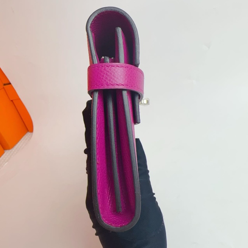 🌈Hermes💗Kelly Wallet💗L3玫瑰紫銀扣🌟99新🌟Epsom皮🌟長銀包🌟-7
