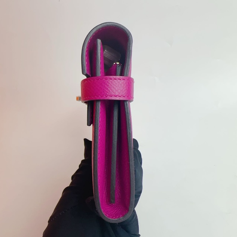 🌈Hermes💗Kelly Wallet💗L3玫瑰紫銀扣🌟99新🌟Epsom皮🌟長銀包🌟-8