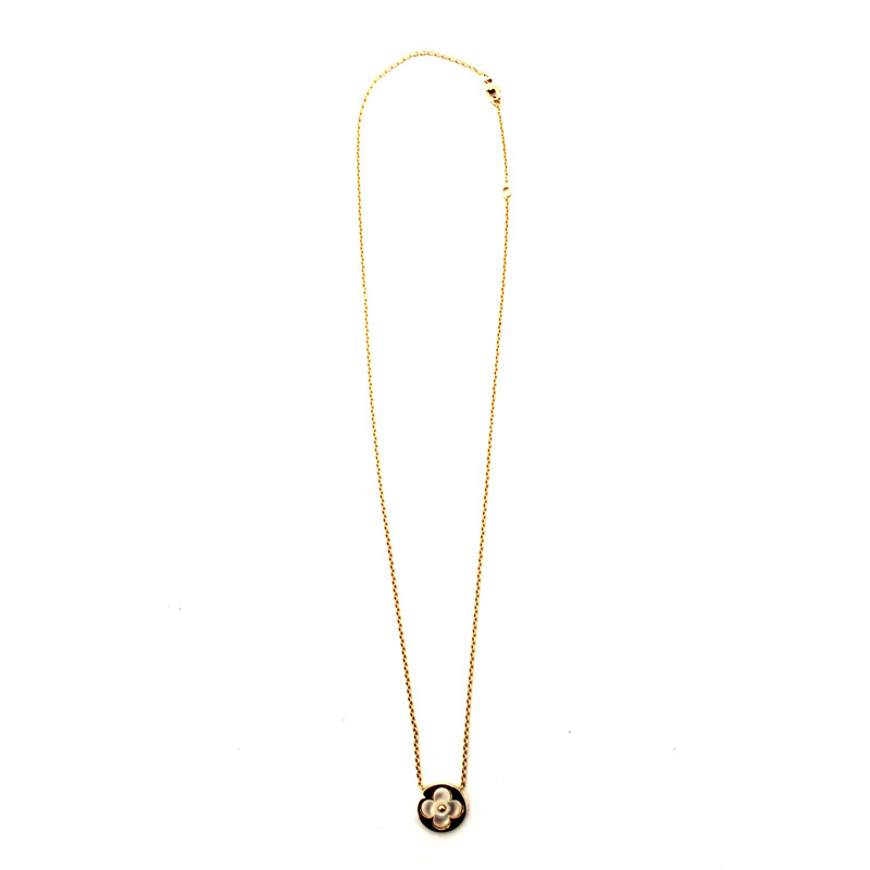 Louis Vuitton Pink Gold and White Mother-Of-Pearl Color Blossom Sun Pendant Necklace-3