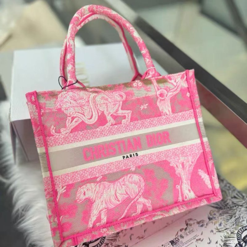 Dior 小號托特tote 螢光粉 99新 配件塵袋(細節私訊)-4