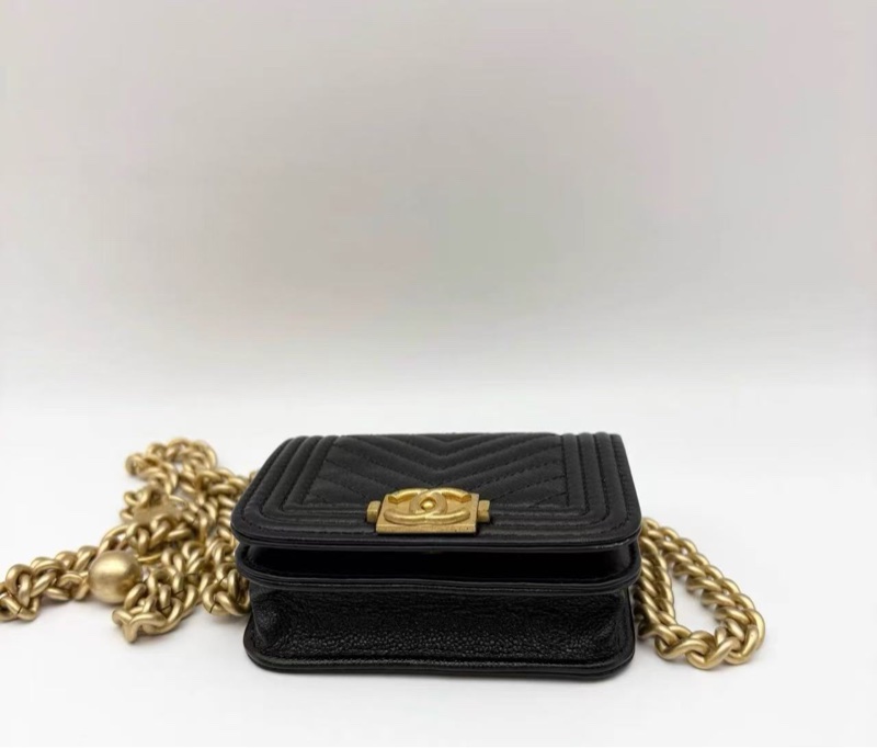 Chanel Leboy 黑金荔枝牛皮 芯片款零錢包 全新 配件盒子塵袋購證-4