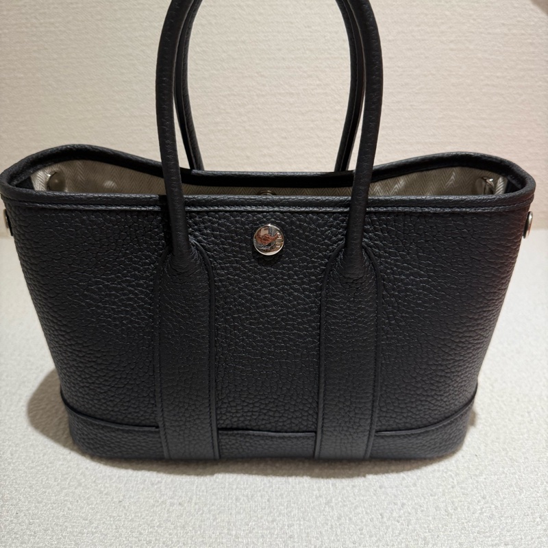 HERMES GARDEN PARTY GP 23愛馬仕黑色銀釦迷你花園派對手提包-2