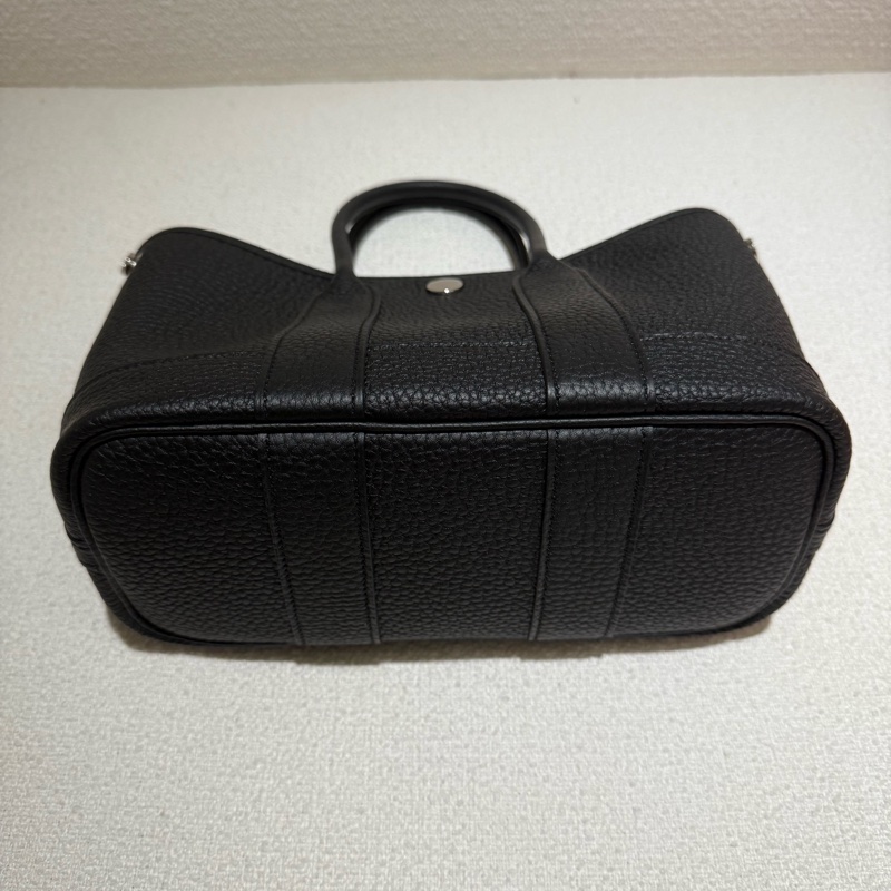 HERMES GARDEN PARTY GP 23愛馬仕黑色銀釦迷你花園派對手提包-4