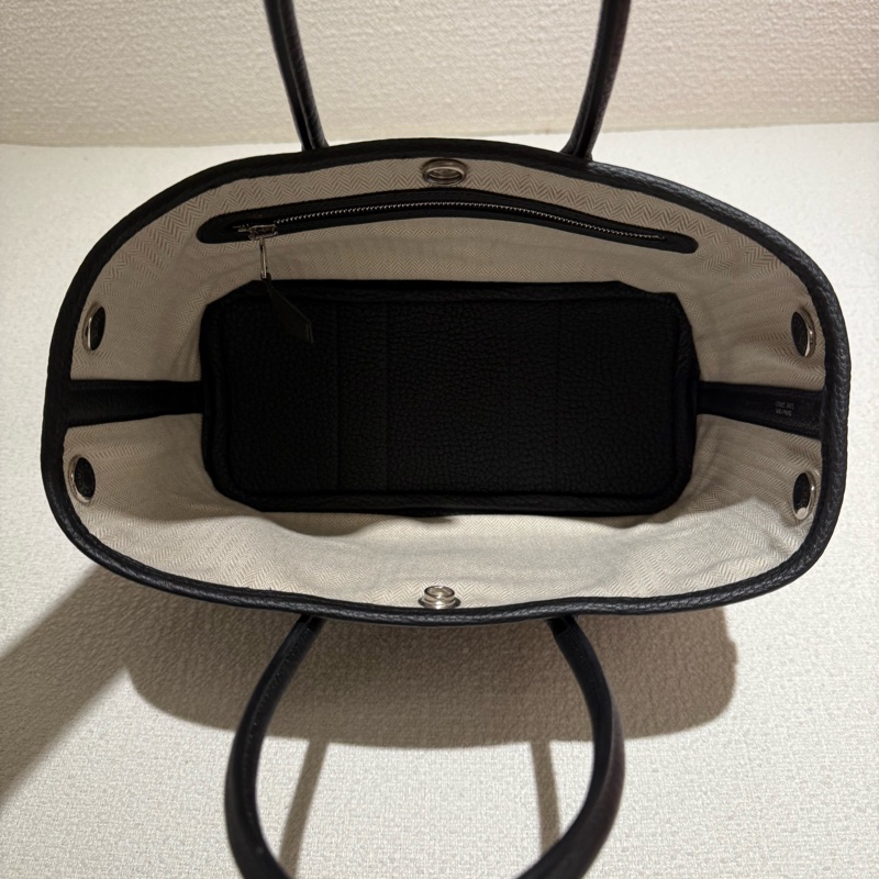 HERMES GARDEN PARTY GP 23愛馬仕黑色銀釦迷你花園派對手提包-10