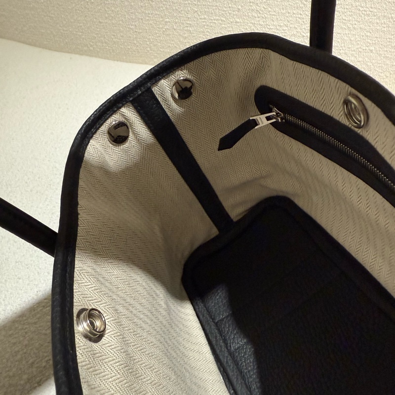 HERMES GARDEN PARTY GP 23愛馬仕黑色銀釦迷你花園派對手提包-12