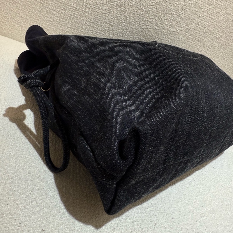 CHANEL 香奈兒深藍色牛仔銀鏈兩用束口肩背包-5