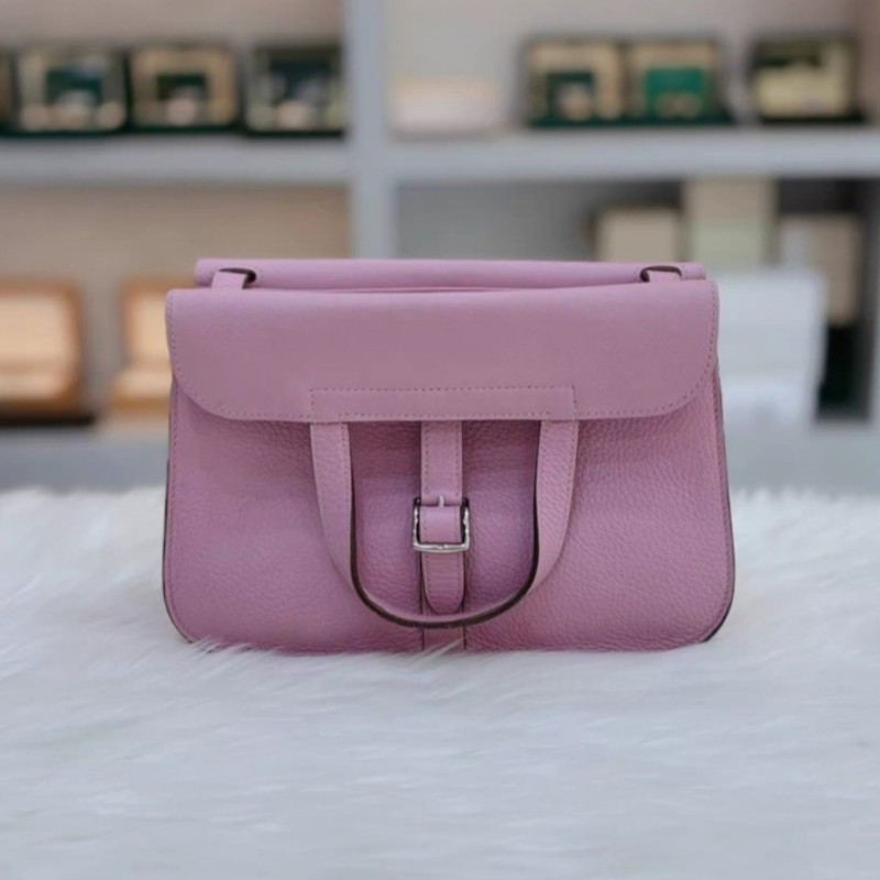 HERME'S Halzan 25 錦葵紫銀釦-4