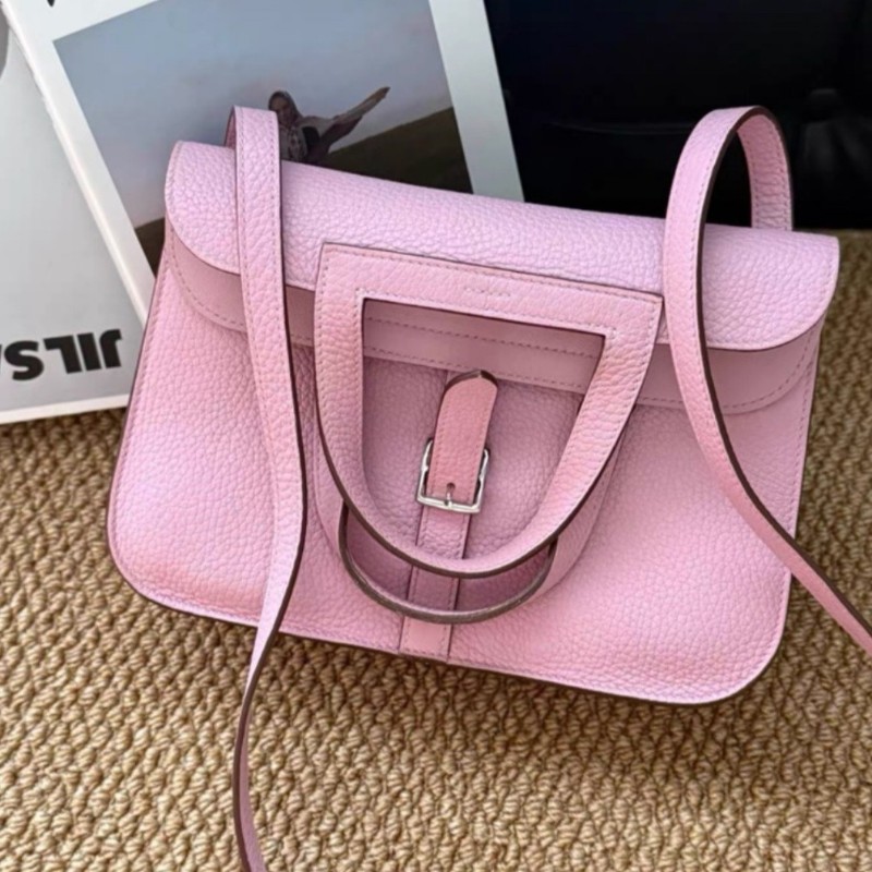 HERME'S Halzan 25 錦葵紫銀釦-6