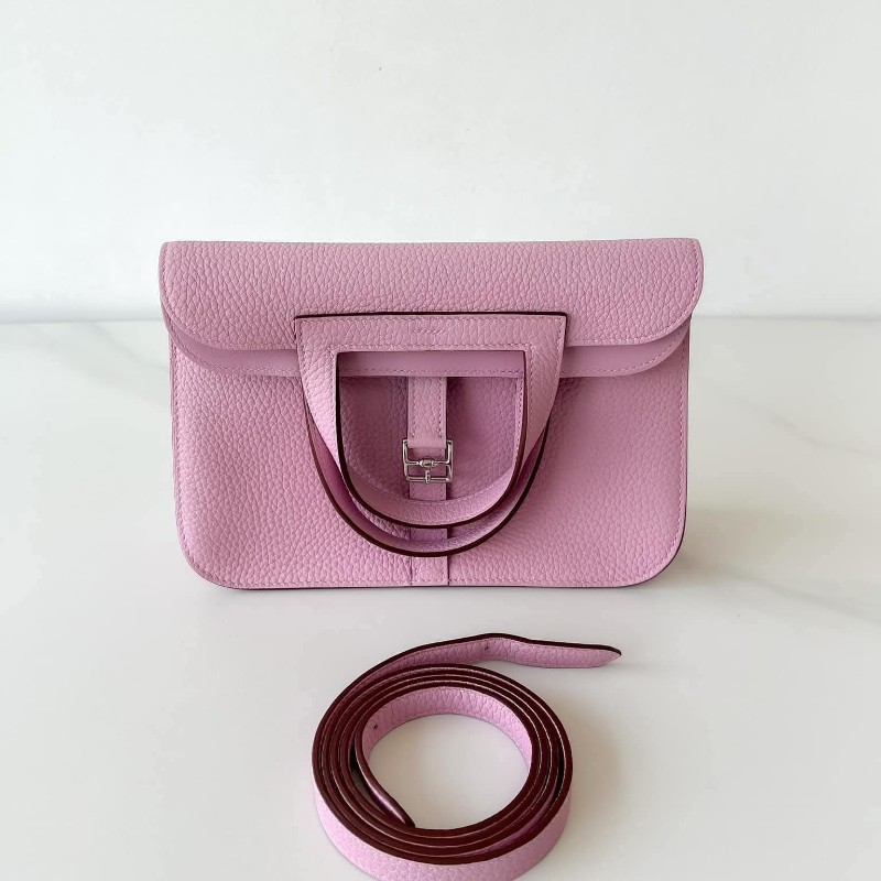 HERME'S Halzan 25 錦葵紫銀釦-7