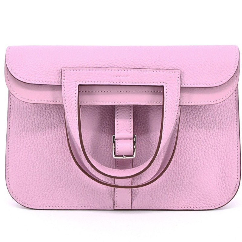 HERME'S Halzan 25 錦葵紫銀釦-8