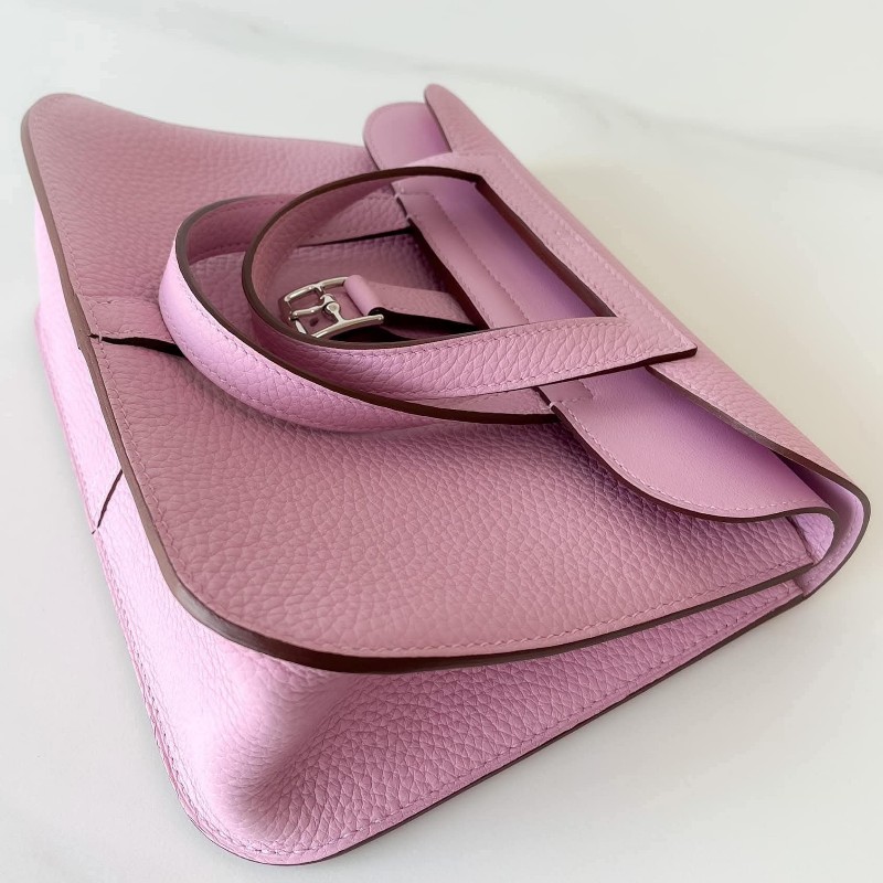 HERME'S Halzan 25 錦葵紫銀釦-19