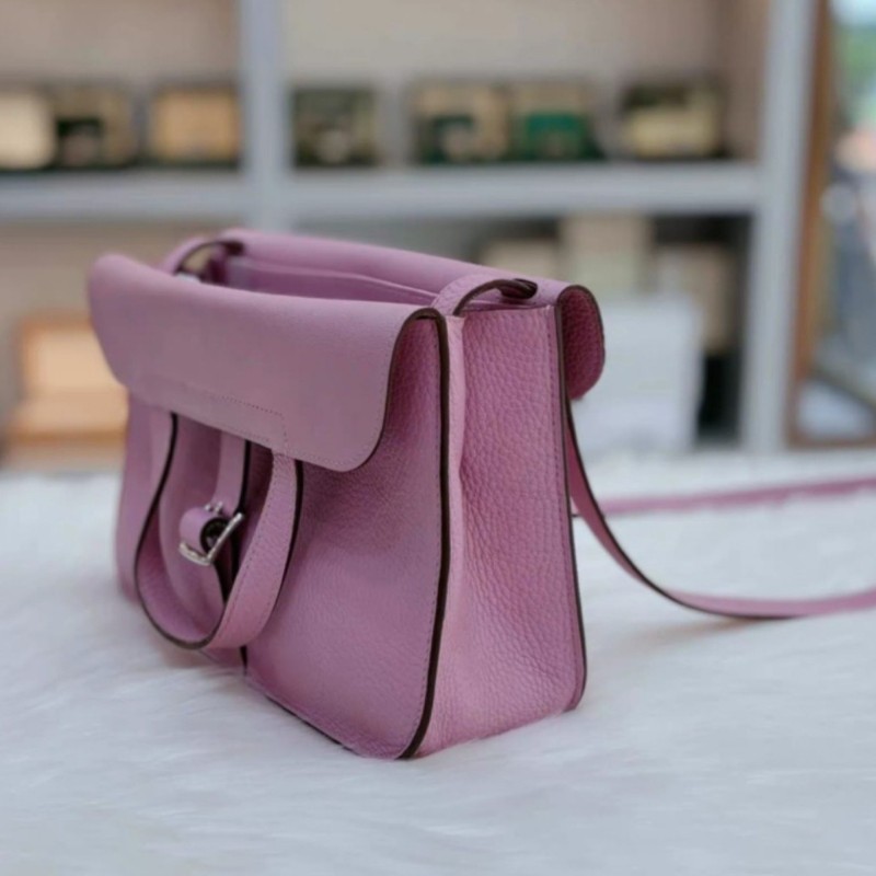 HERME'S Halzan 25 錦葵紫銀釦-22