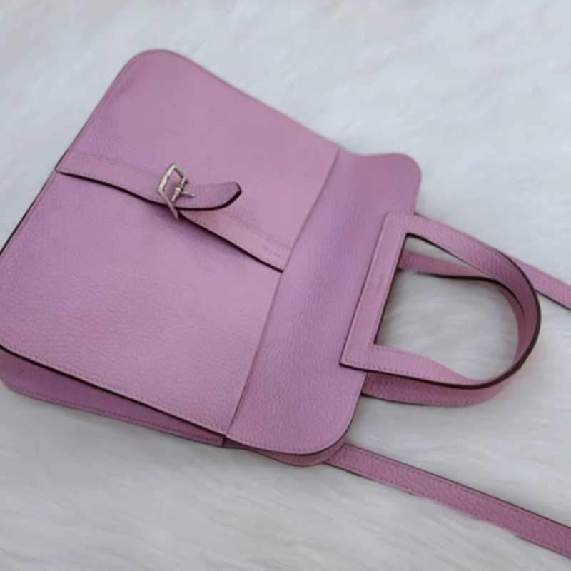 HERME'S Halzan 25 錦葵紫銀釦-30