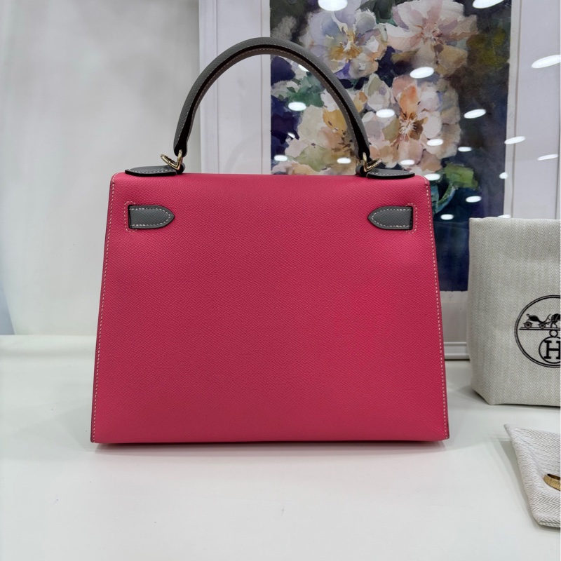 Hermes kelly28 唇膏粉拼瀝青灰 epsom 皮 馬蹄印 C刻 有購證-1