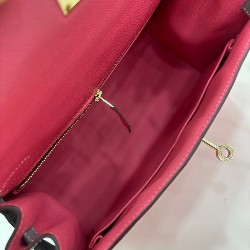 Hermes kelly28 唇膏粉拼瀝青灰 epsom 皮 馬蹄印 C刻 有購證-6